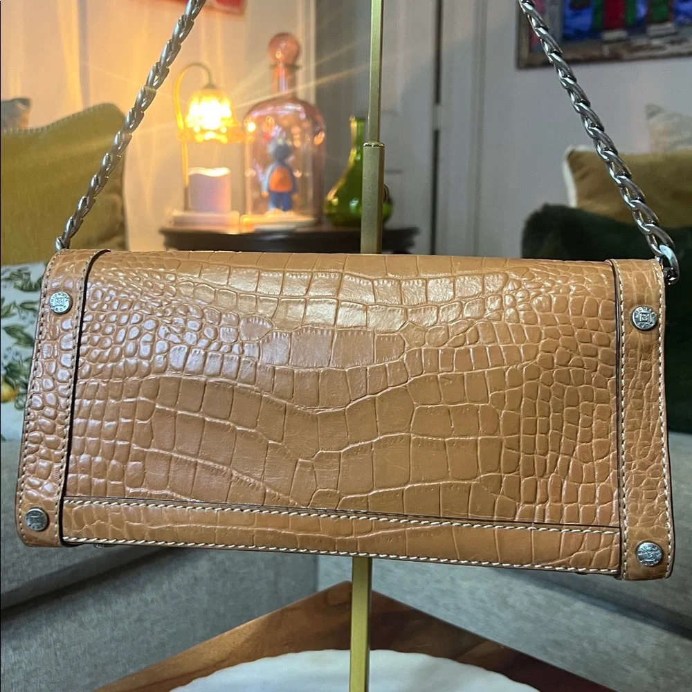 Michael Kors Tan Crocodile-Embossed Clutch‎